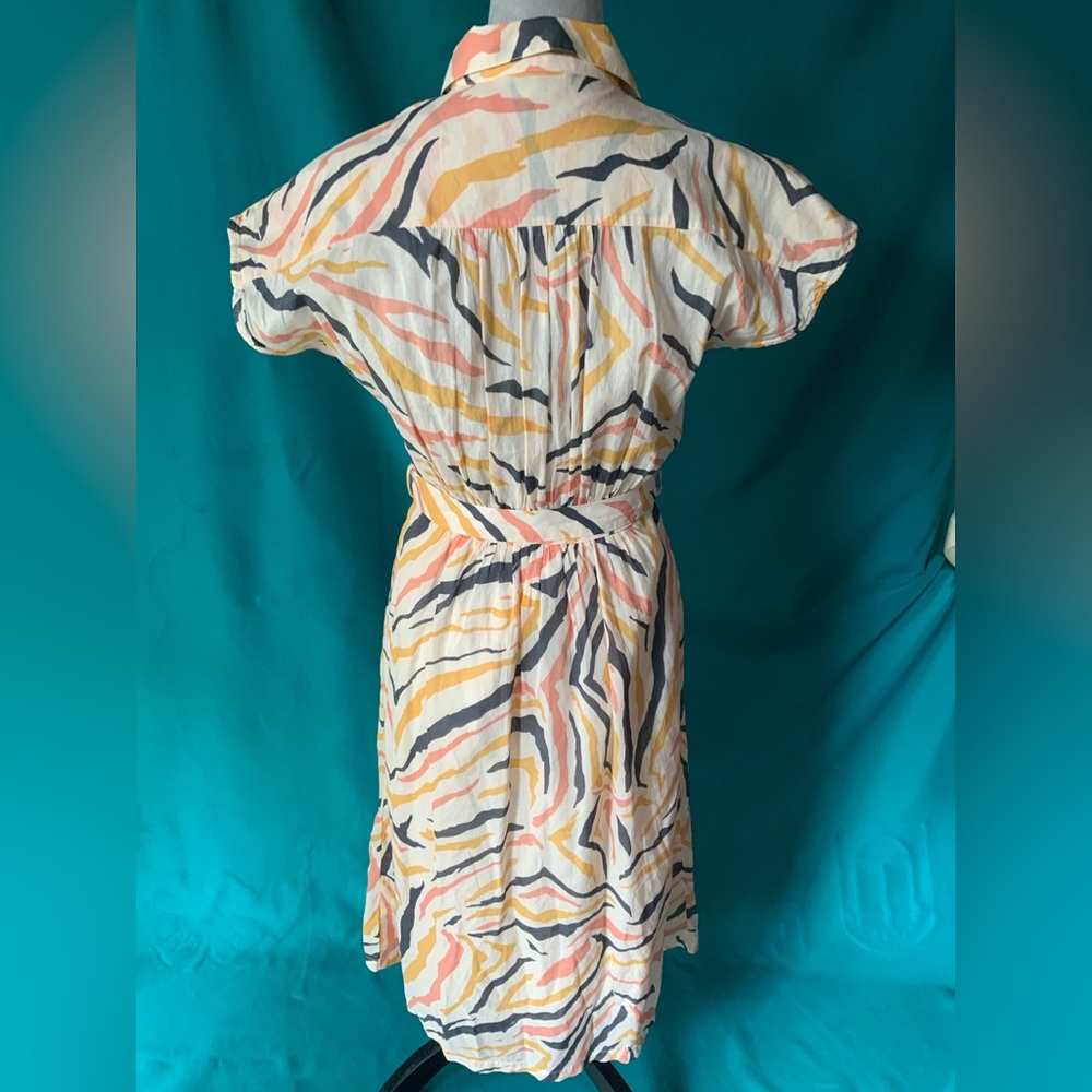 Womens Caroll Kalahari Button Front Dress Orange/Yellow/Black Animal Wave Print - Picture 2 of 4
